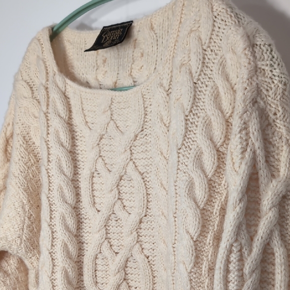 Carriage Donn | 100% Wool Cozy Cream Cable Knit Crew Neck Sweater Size M - Picture 1 of 8